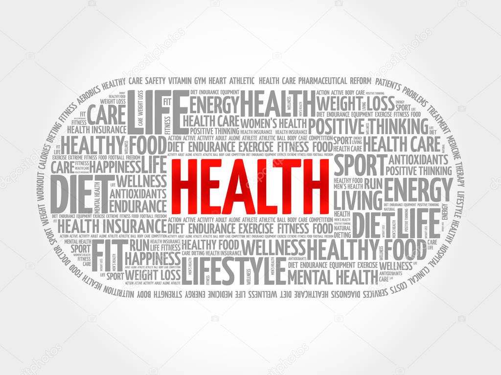 Health word cloud, fitness