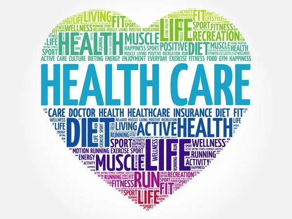 HEALTH CARE heart word cloud — Stock Vector