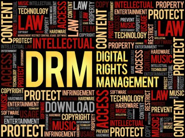 DRM - dijital haklar yönetimi kelime bulutu