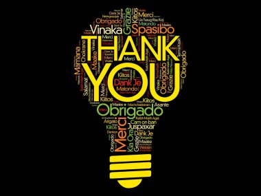 Teşekkür ederim ampul kelime bulutu