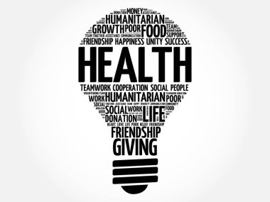 Sağlık ampul kelime bulutu