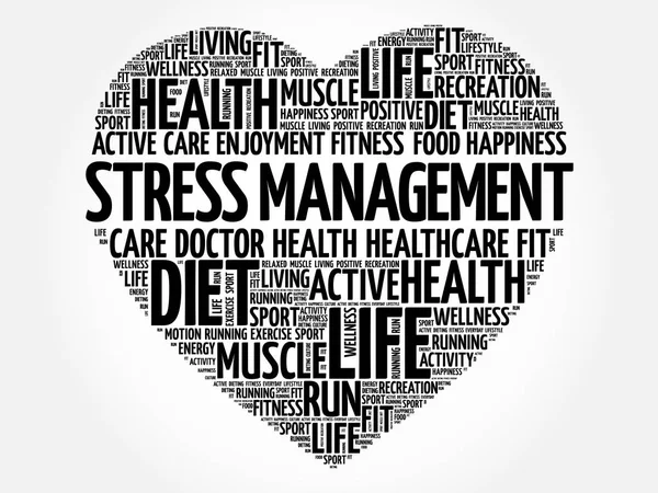 Stress Management hart word cloud — Stockvector