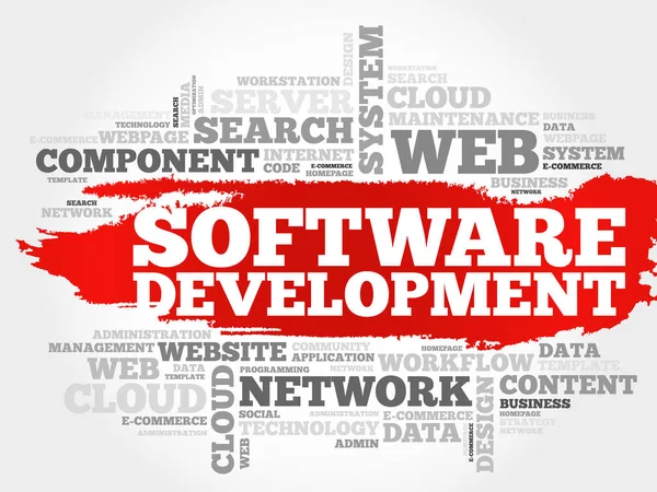 Desenvolvimento de software nuvem de palavras —  Vetores de Stock