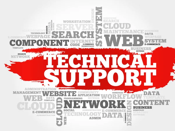 Technische ondersteuning word cloud — Stockvector