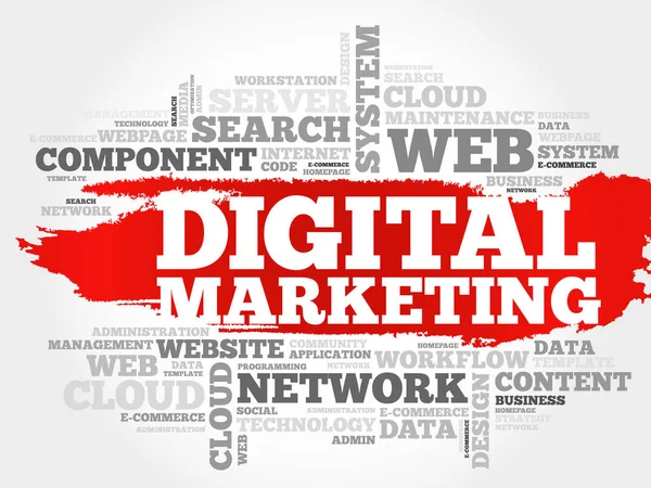 Parola di marketing digitale cloud — Vettoriale Stock