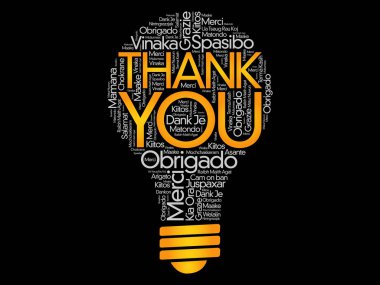 Teşekkür ederim ampul kelime bulutu