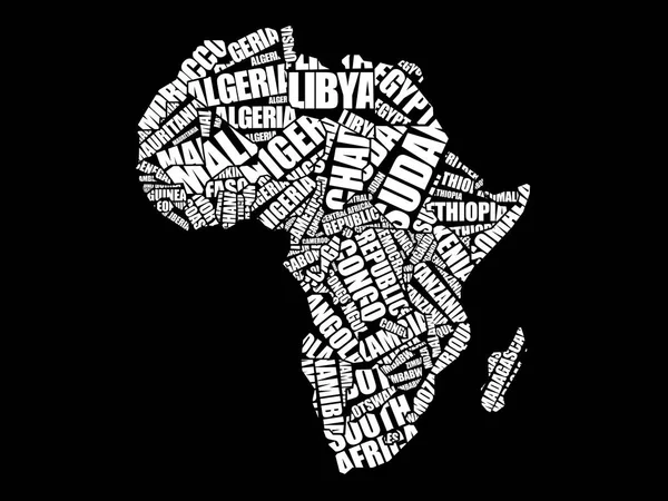 Afrikanska länder karta i typografi — Stock vektor