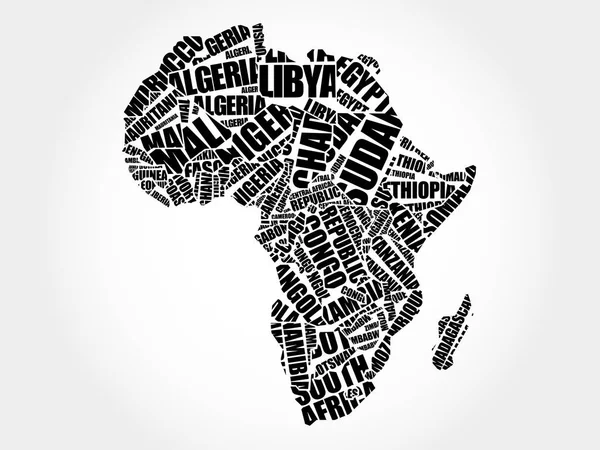 Africké země mapa v typografii — Stockový vektor