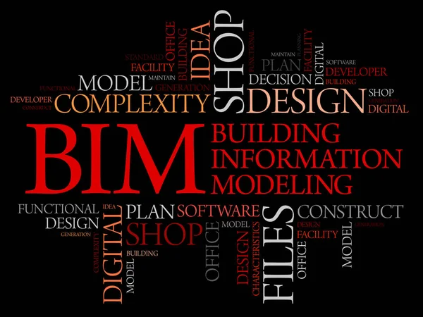 BIM побудова інформаційного моделювання хмари слів — стоковий вектор