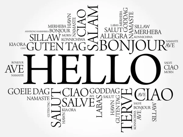 Hallo word cloud in verschillende talen van de wereld — Stockvector