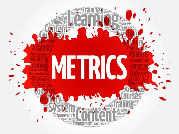 Métricas círculo carimbar nuvem palavra — Vetor de Stock