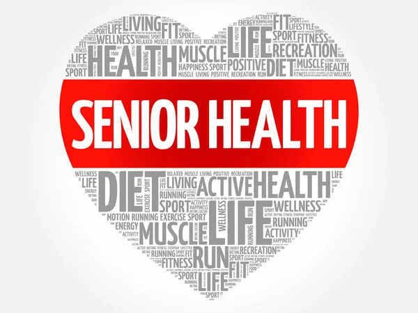 Senior zdraví srdce slovo mrak — Stockový vektor