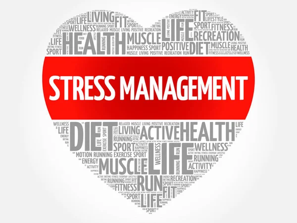 Stress Management hjärtat word cloud — Stock vektor