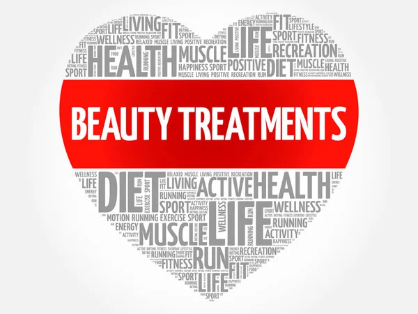 Beauty Treatments heart word cloud — Stock Vector