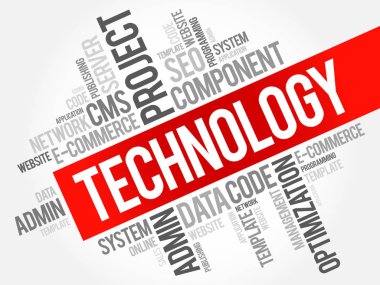 Teknoloji kelime bulutu kolaj