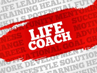 Yaşam koçu kelime bulutu kolaj