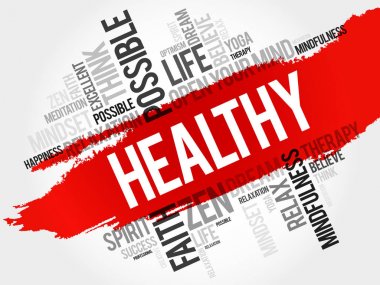 Sağlıklı kelime bulutu kolaj