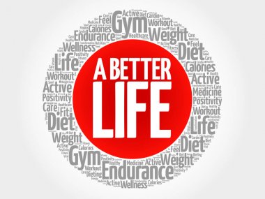 Daha iyi yaşam daire damga kelime bulutu