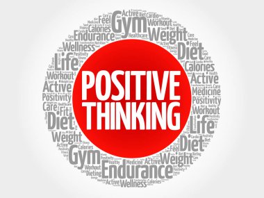 Positive thinking circle stamp word cloud clipart