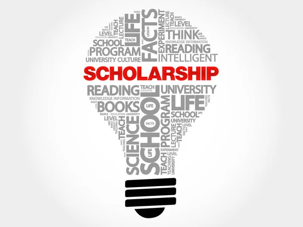 Scholarship bulb word cloud — Stock Vector