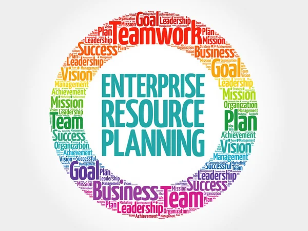 Enterprise Resource Planning kruhu slovo mrak — Stockový vektor