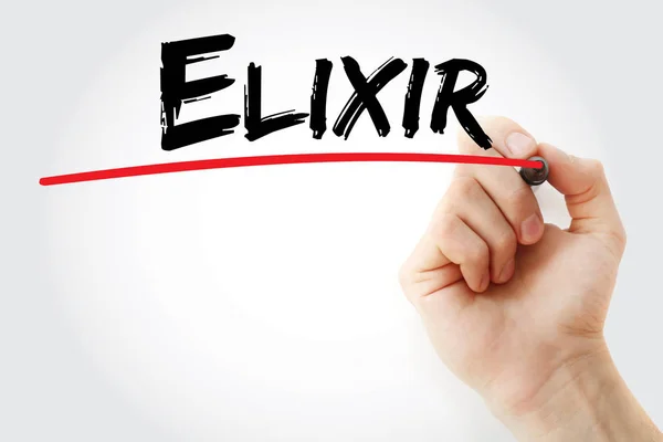 Escritura a mano Elixir con marcador —  Fotos de Stock