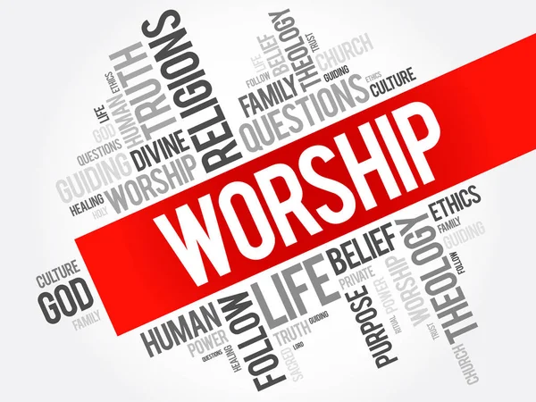 Worship word cloud collage — Stock Vector