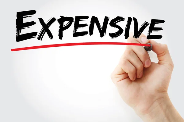 Hand writing Expensive with marker — Stock Photo, Image