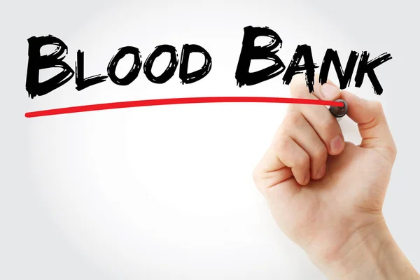 Hand writing Blood bank with marker — Stock Photo, Image