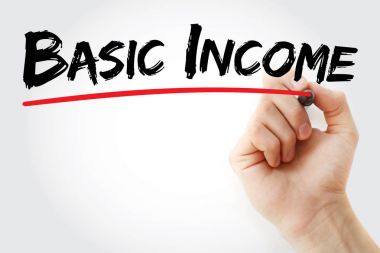 Hand writing Basic income with marker clipart