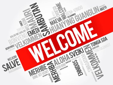 WELCOME word cloud in different languages clipart