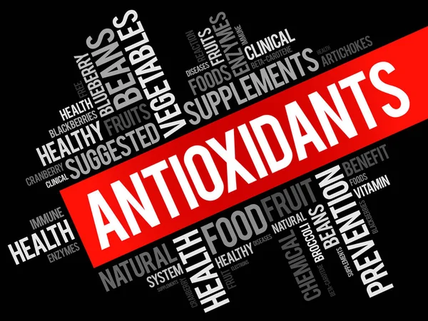 Antioxidantes palabra nube collage — Vector de stock
