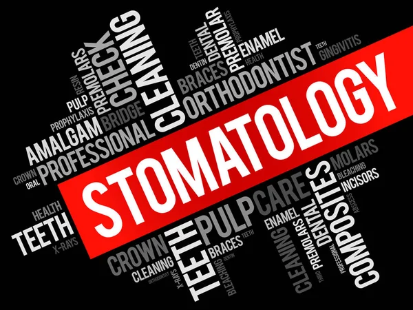 Colagem de nuvem de palavra estomatologia — Vetor de Stock