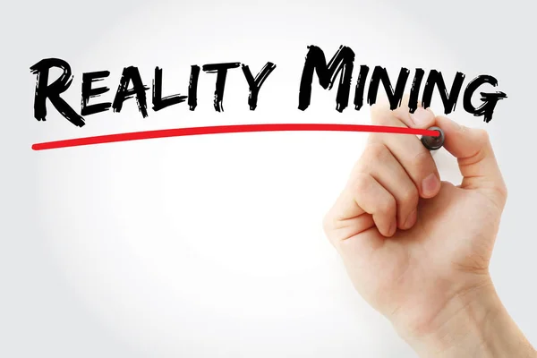 Hand writing Reality mining with marker — Stock Photo, Image