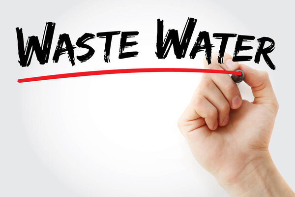 Hand writing Waste water with marker