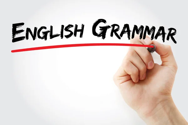 Hand writing English grammar with marker — Stock Photo, Image