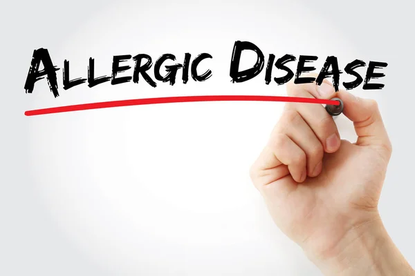 Hand writing Allergic disease with marker — Stock Photo, Image