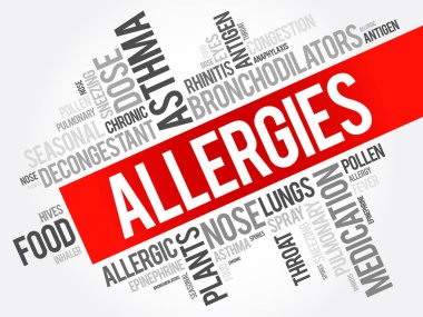 Allergies word cloud collage clipart