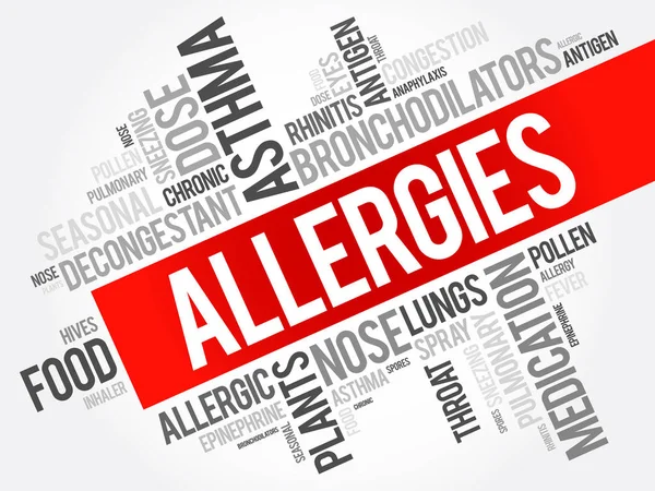 Alergias colagem nuvem palavra — Vetor de Stock