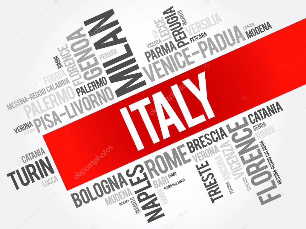 List of cities in Italy, word cloud