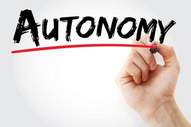 Hand writing Autonomy with marker clipart
