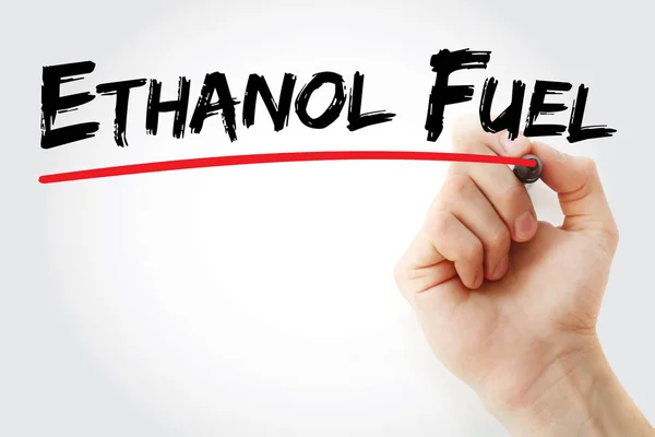 Hand writing Ethanol fuel with marker — Stock Photo, Image