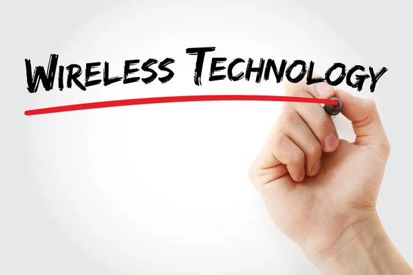 Hand writing Wireless technology with marker — Stock Photo, Image