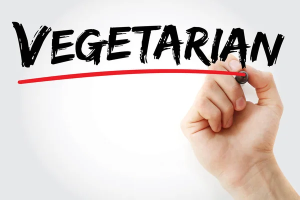 Ruční psaní vegetariánské se značkou — Stock fotografie