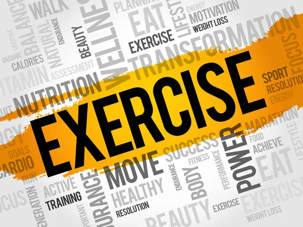 EXERCISE word cloud, fitness — Stock Vector