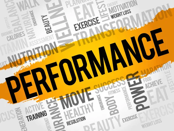 PERFORMANCE nuvem de palavras, fitness —  Vetores de Stock