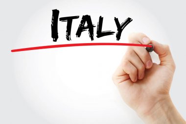 Hand writing Italy with marker clipart