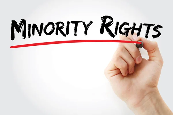 Escritura a mano Derechos de las minorías con marcador — Foto de Stock