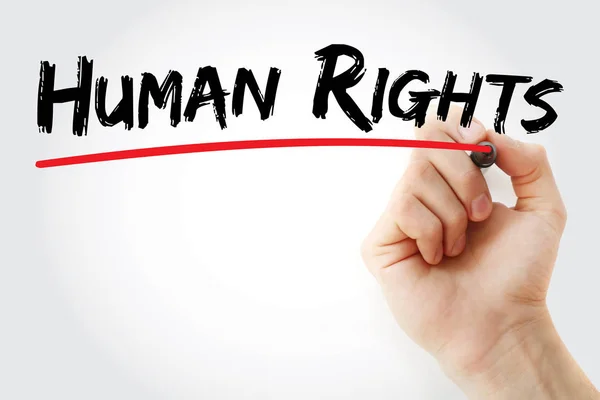 Hand writing Human rights with marker — Stock Photo, Image