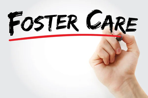 Hand writing Foster care with marker — Stock Photo, Image